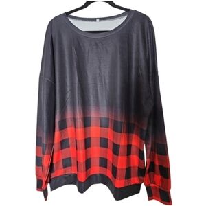 Women's plaid pattern crew neck